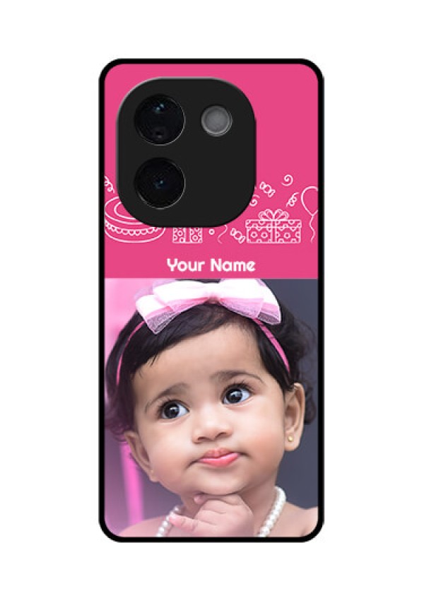 iQOO Z9s Pro 5G Custom Glass Phone CaseWith Birthday Line Art Design