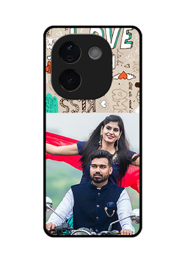 iQOO Z9s Pro 5G Custom Glass Phone CaseLove Doodle Pattern