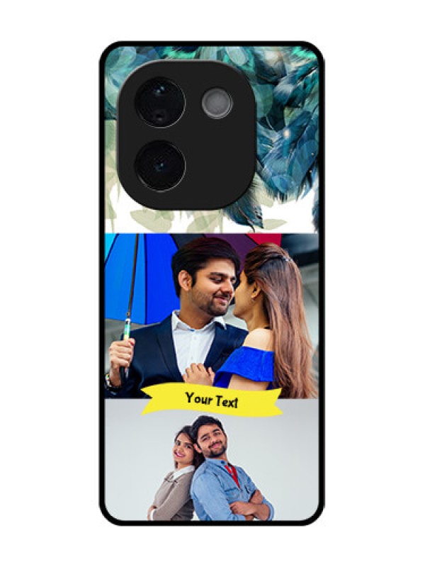 Custom iQOO Z9s Pro 5G Custom Glass Phone CaseImage With Boho Peacock Feather Design