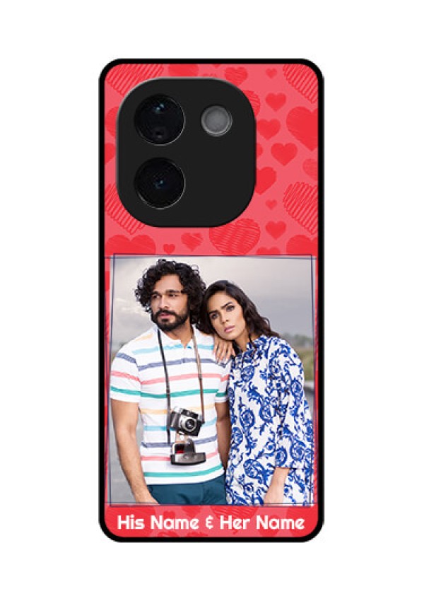 iQOO Z9s Pro 5G Custom Glass Phone CaseWith Red Heart Symbols Design