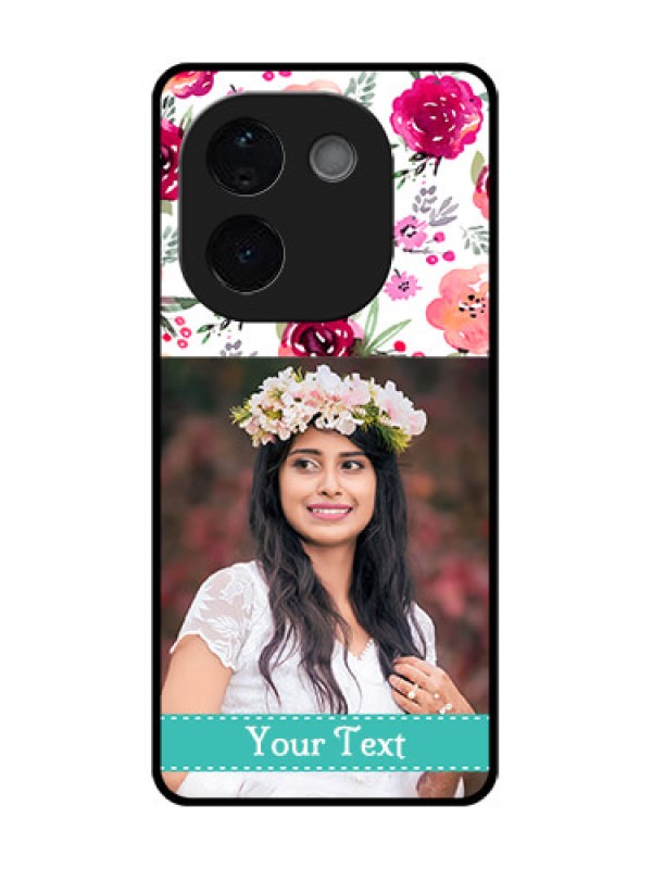 Custom iQOO Z9s Pro 5G Custom Glass Phone CaseWater Colors Floral Design