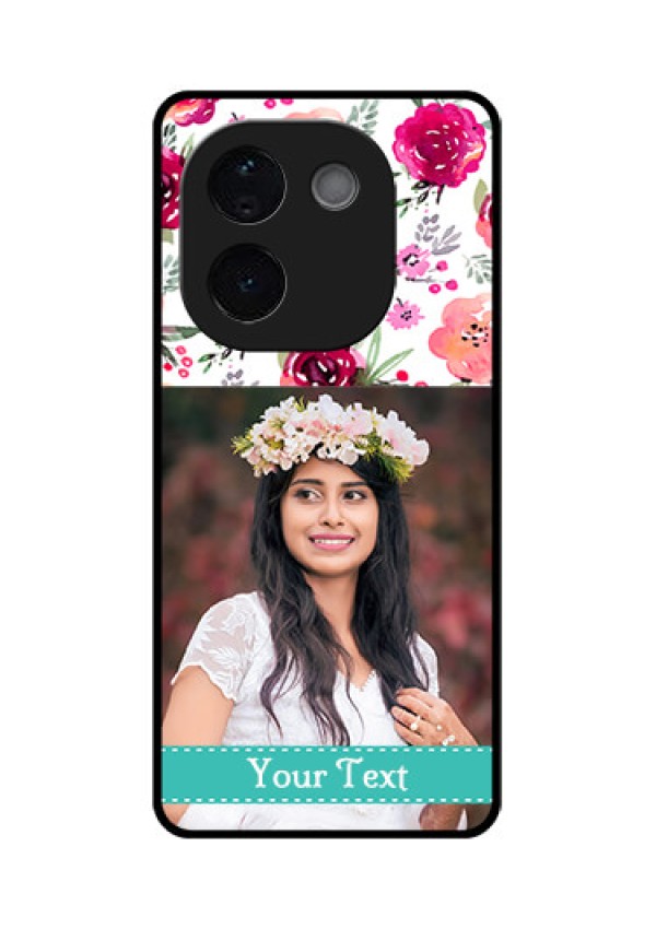 iQOO Z9s Pro 5G Custom Glass Phone CaseWater Colors Floral Design