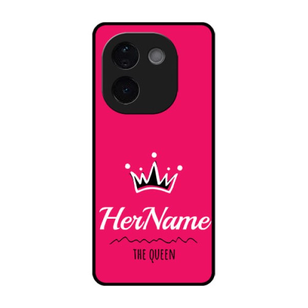 iQOO Z9s Pro 5G Custom Glass Phone CaseQueen With Name Design iQOO Z9s Pro 5G Custom Glass Phone CaseQueen With Name Design
