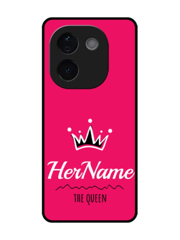 Custom iQOO Z9s Pro 5G Custom Glass Phone CaseQueen With Name Design