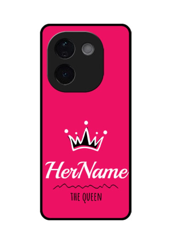 iQOO Z9s Pro 5G Custom Glass Phone CaseQueen With Name Design