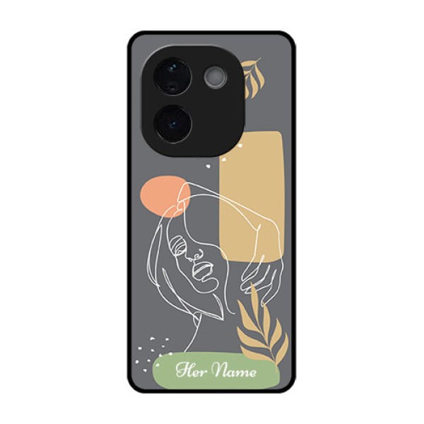 iQOO Z9s Pro 5G Custom Glass Phone CaseGazing Woman Line Art Design iQOO Z9s Pro 5G Custom Glass Phone CaseGazing Woman Line Art Design