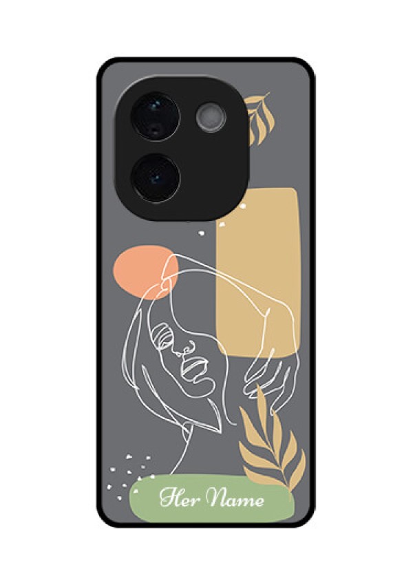 iQOO Z9s Pro 5G Custom Glass Phone CaseGazing Woman Line Art Design