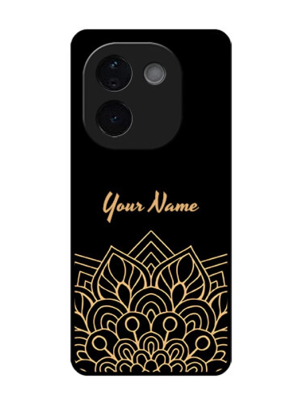 Custom iQOO Z9s Pro 5G Custom Glass Phone CaseGolden Mandala Design