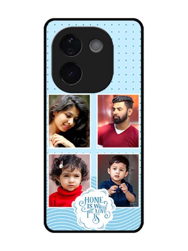 Custom iQOO Z9s Pro 5G Custom Glass Phone CaseCute Love Quote With 4 Pic Upload Design