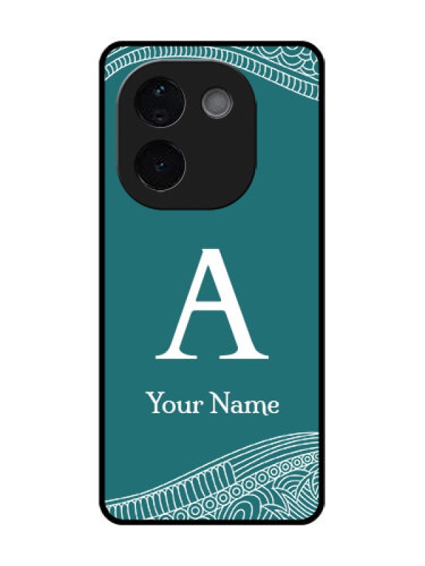 Custom iQOO Z9s Pro 5G Custom Glass Phone CaseLine Art Pattern With Custom Name Design