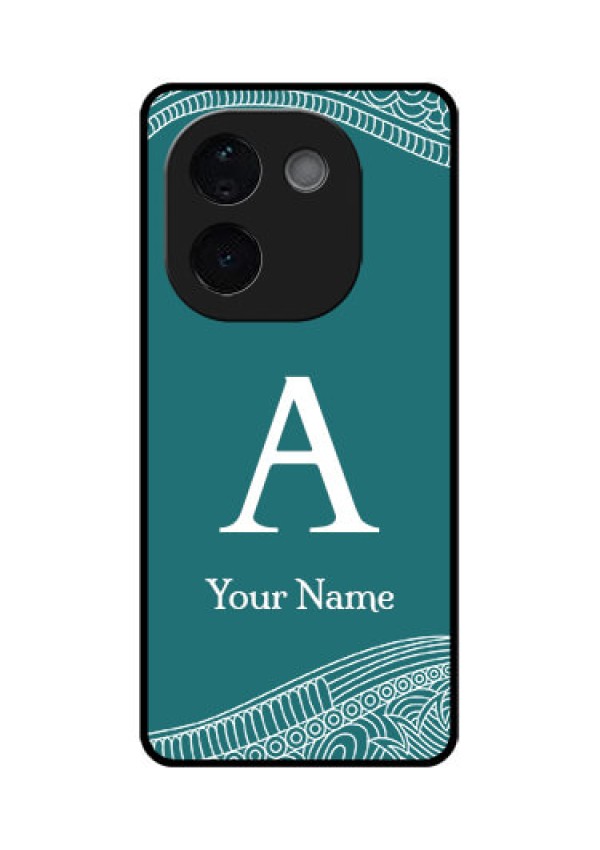 iQOO Z9s Pro 5G Custom Glass Phone CaseLine Art Pattern With Custom Name Design