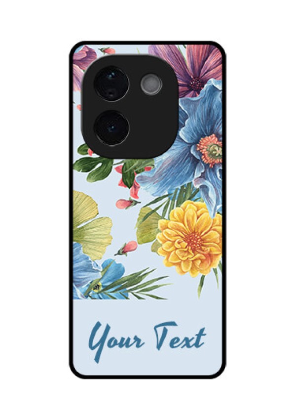 iQOO Z9s Pro 5G Custom Glass Phone CaseStunning Watercolored Flowers Painting Design