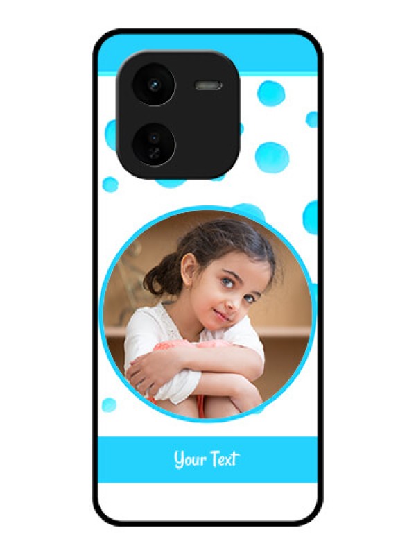 Custom iQOO Z9X 5G Custom Glass Phone CaseBlue Bubbles Pattern Design