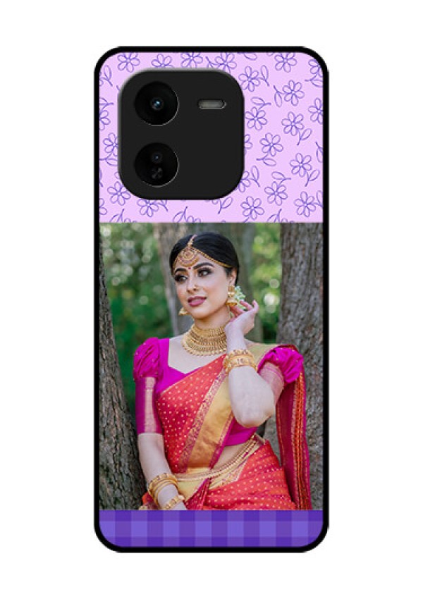 iQOO Z9X 5G Custom Glass Phone CasePurple Floral Design