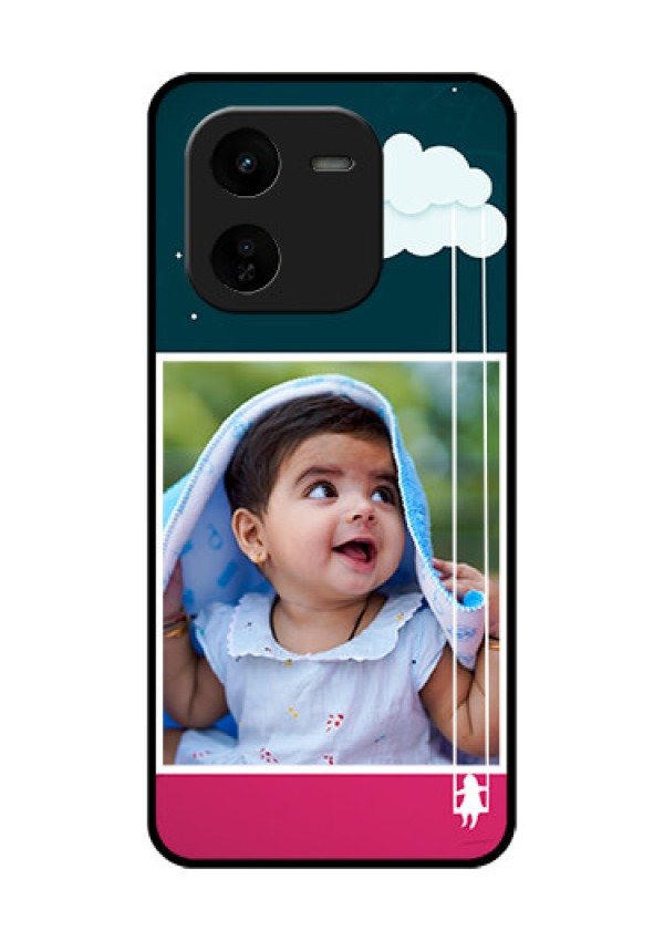 iQOO Z9X 5G Custom Glass Phone CaseCute Girl With Cloud Design