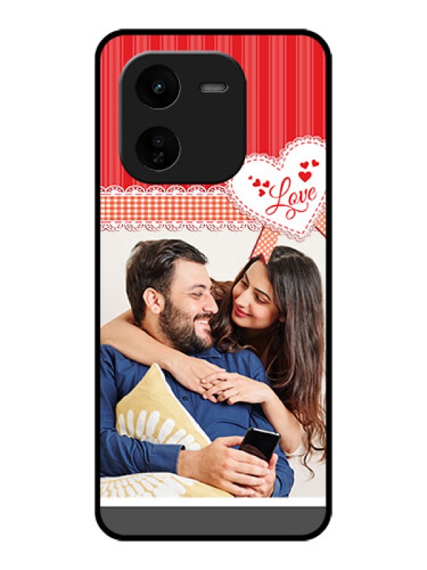 Custom iQOO Z9X 5G Custom Glass Phone CaseRed Love Pattern Design
