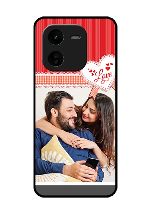 iQOO Z9X 5G Custom Glass Phone CaseRed Love Pattern Design