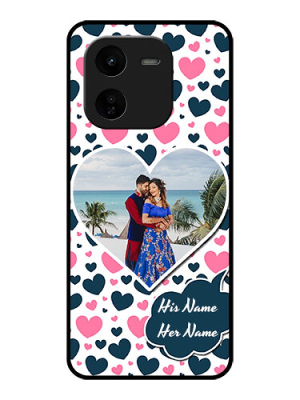 Custom iQOO Z9X 5G Custom Glass Phone CasePink and Blue Heart Design