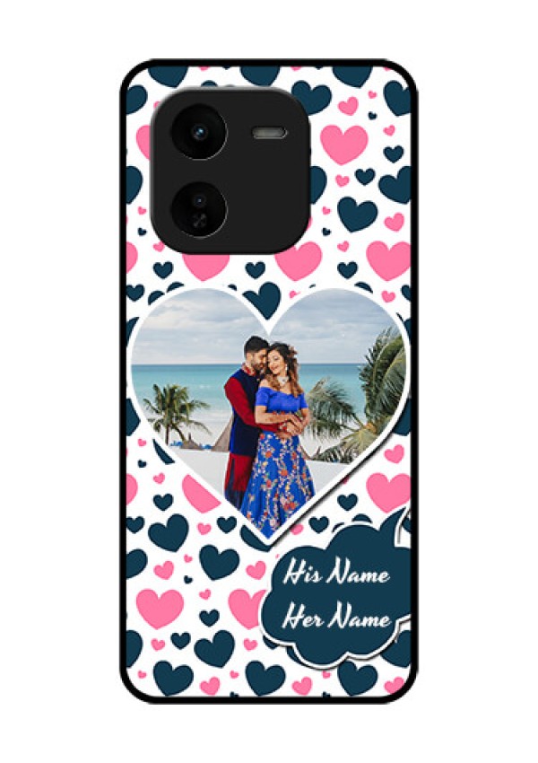 iQOO Z9X 5G Custom Glass Phone CasePink and Blue Heart Design