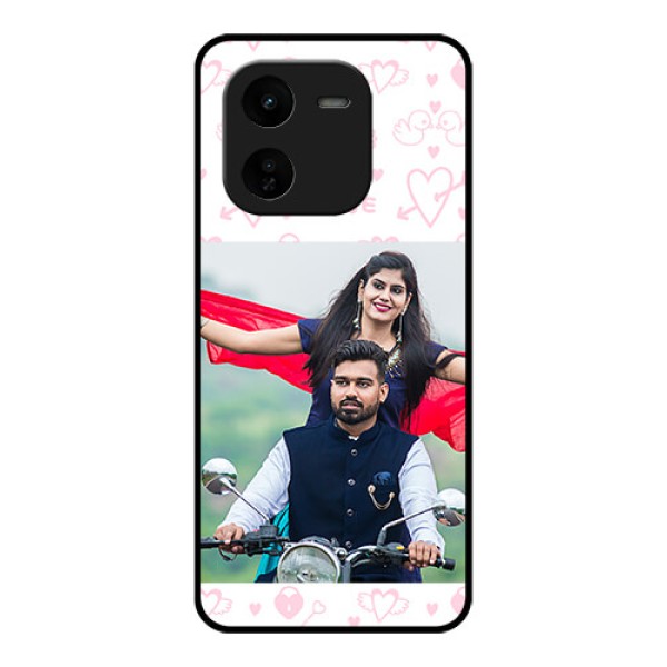 iQOO Z9X 5G Custom Glass Phone CasePink Flying Heart Design
