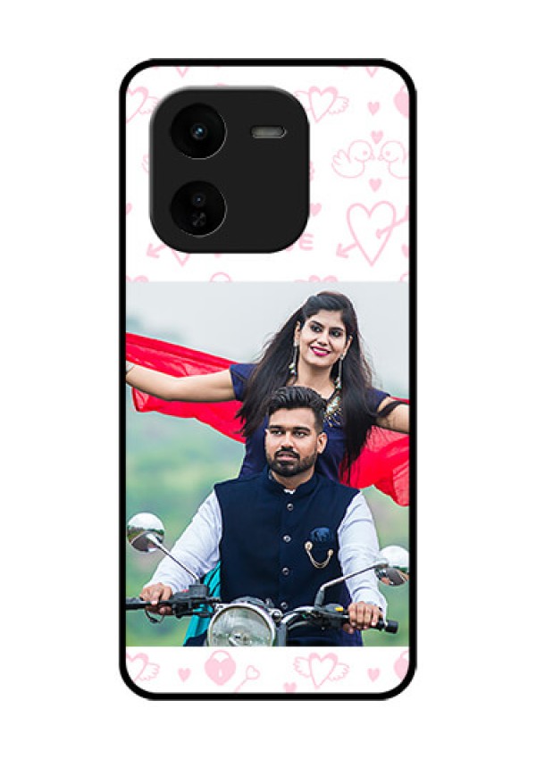 iQOO Z9X 5G Custom Glass Phone CasePink Flying Heart Design