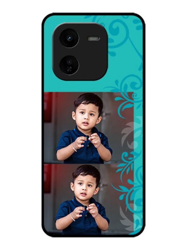 Custom iQOO Z9X 5G Custom Glass Phone CaseWith Photo And Green Floral Design