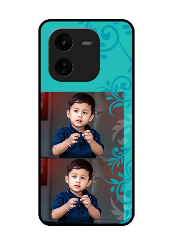 iQOO Z9X 5G Custom Glass Phone CaseWith Photo And Green Floral Design