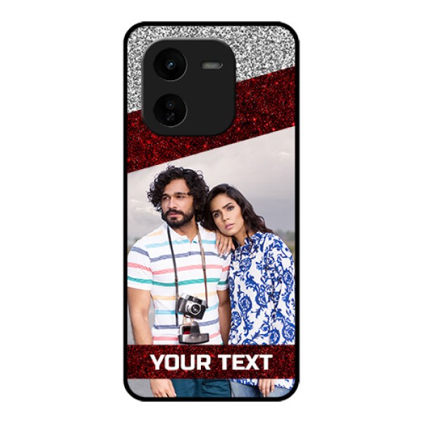 iQOO Z9X 5G Custom Glass Phone CaseImage Holder With Glitter Strip Design iQOO Z9X 5G Custom Glass Phone CaseImage Holder With Glitter Strip Design