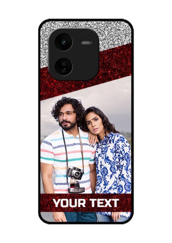 iQOO Z9X 5G Custom Glass Phone CaseImage Holder With Glitter Strip Design