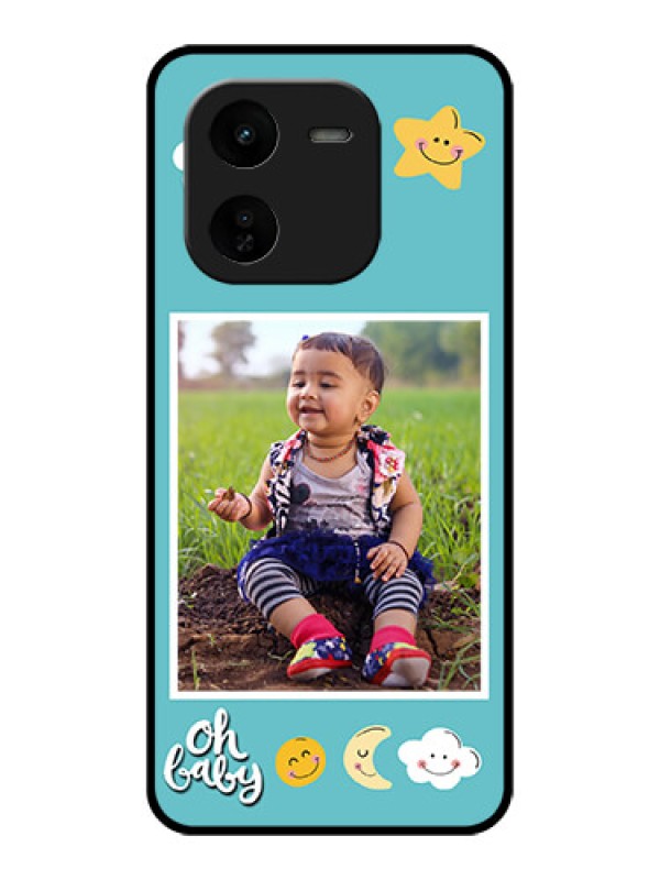 Custom iQOO Z9X 5G Custom Glass Phone CaseSmiley Kids Stars Design