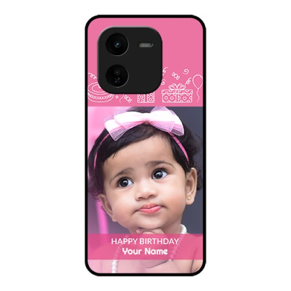 iQOO Z9X 5G Custom Glass Phone CaseWith Birthday Line Art Design