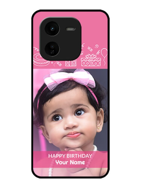 Custom iQOO Z9X 5G Custom Glass Phone CaseWith Birthday Line Art Design