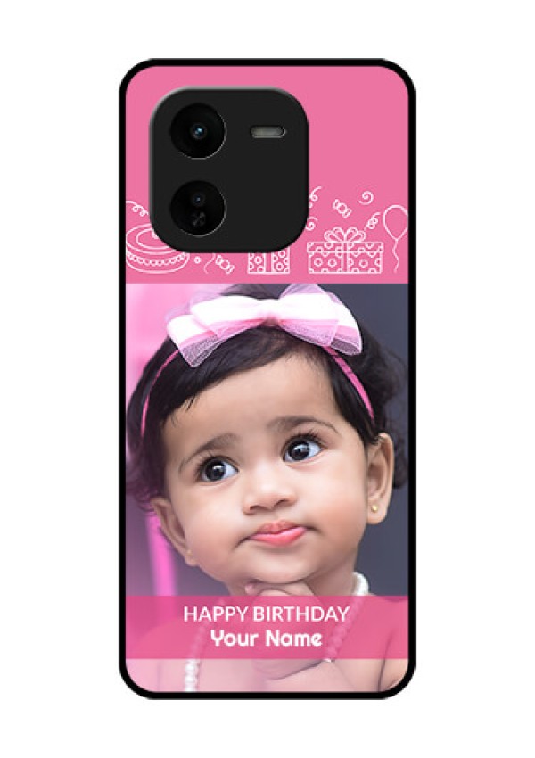 iQOO Z9X 5G Custom Glass Phone CaseWith Birthday Line Art Design