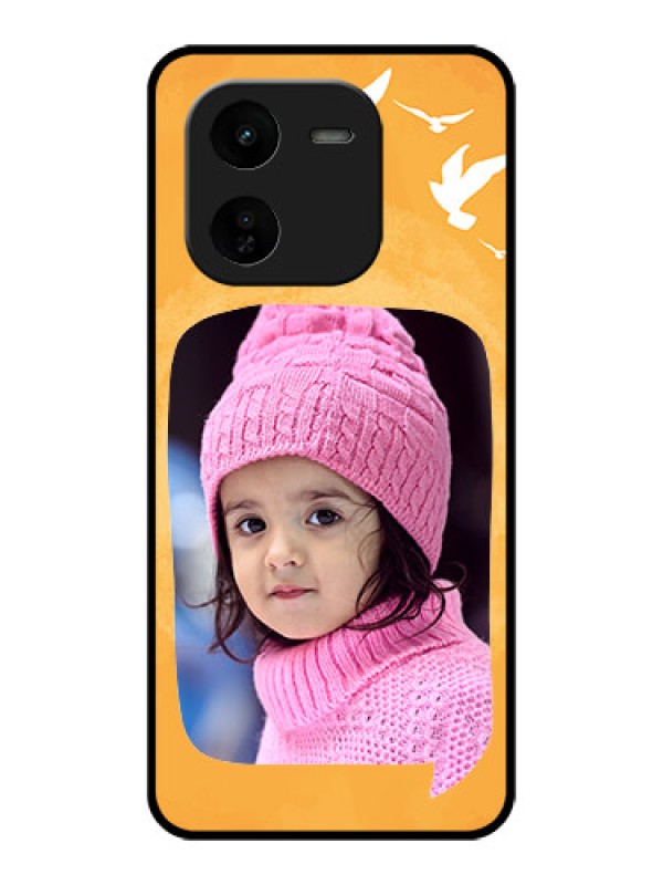 Custom iQOO Z9X 5G Custom Glass Phone CaseWater Color Design With Bird Icons