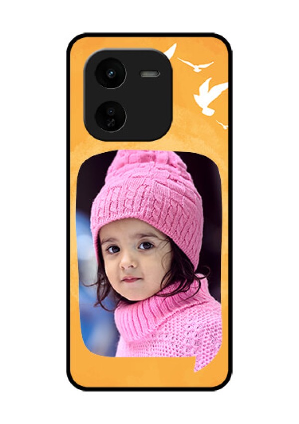 iQOO Z9X 5G Custom Glass Phone CaseWater Color Design With Bird Icons