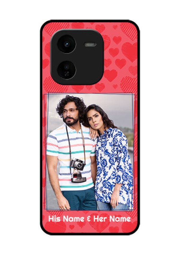 iQOO Z9X 5G Custom Glass Phone CaseWith Red Heart Symbols Design