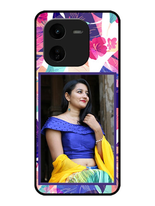 Custom iQOO Z9X 5G Custom Glass Phone CaseAbstract Floral Design