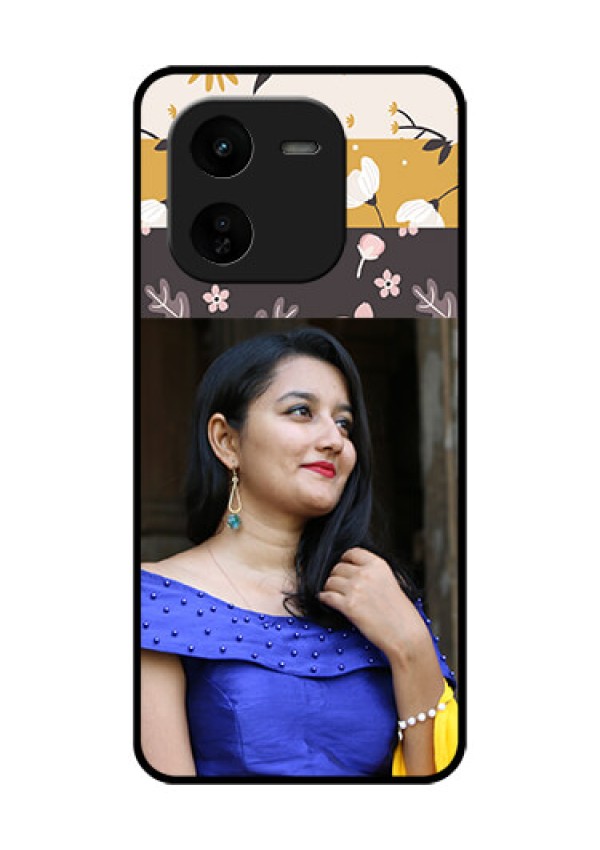 iQOO Z9X 5G Custom Glass Phone CaseStylish Floral Design