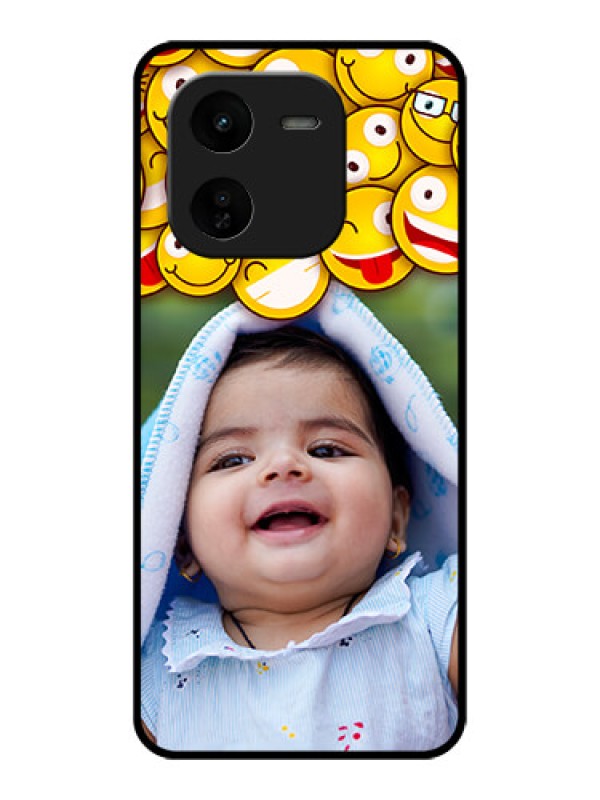 Custom iQOO Z9X 5G Custom Glass Phone CaseWith Smiley Emoji Design