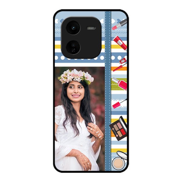 iQOO Z9X 5G Custom Glass Phone CaseMakeup Icons Design