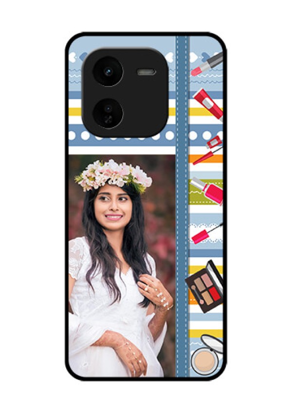 iQOO Z9X 5G Custom Glass Phone CaseMakeup Icons Design