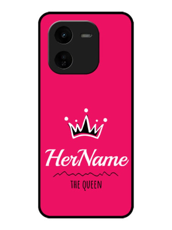 Custom iQOO Z9X 5G Custom Glass Phone CaseQueen With Name Design