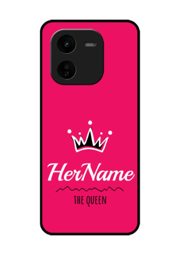 iQOO Z9X 5G Custom Glass Phone CaseQueen With Name Design