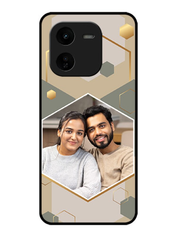 Custom iQOO Z9X 5G Custom Glass Phone CaseStylish Hexagon Pattern Design