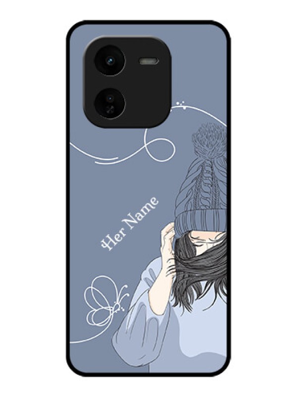 Custom iQOO Z9X 5G Custom Glass Phone CaseGirl In Winter Outfit Design