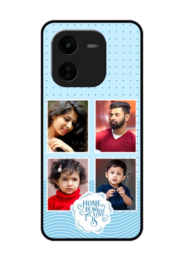 iQOO Z9X 5G Custom Glass Phone CaseCute Love Quote With 4 Pic Upload Design