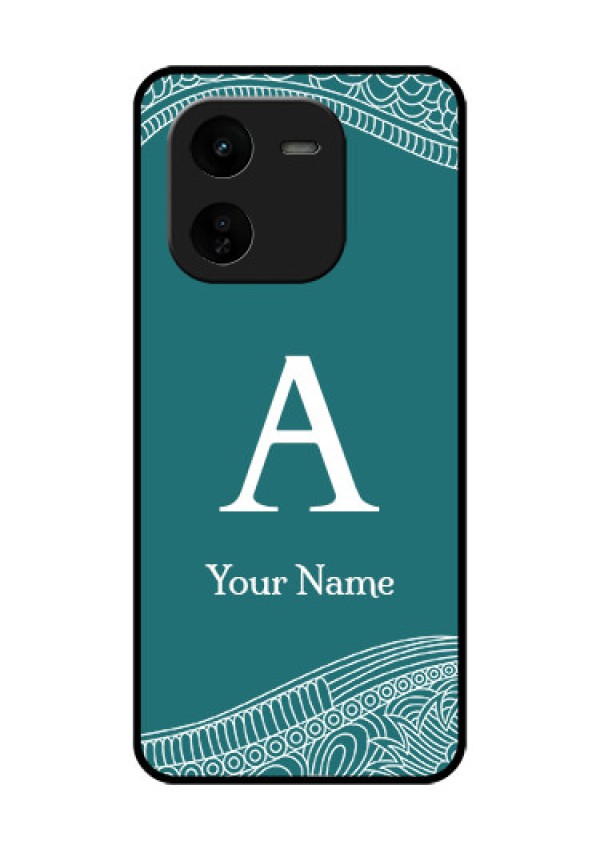 iQOO Z9X 5G Custom Glass Phone CaseLine Art Pattern With Custom Name Design