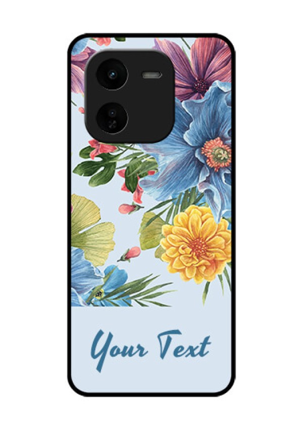 iQOO Z9X 5G Custom Glass Phone CaseStunning Watercolored Flowers Painting Design