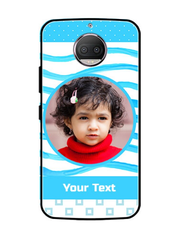 Custom Moto G5s Plus Custom Glass Phone Case  - Simple Blue Case Design