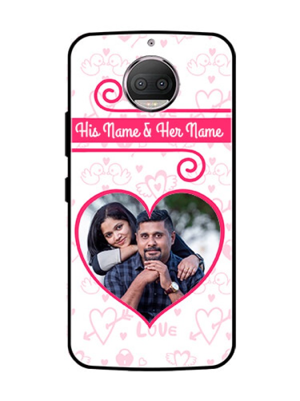 Custom Moto G5s Plus Personalized Glass Phone Case  - Heart Shape Love Design